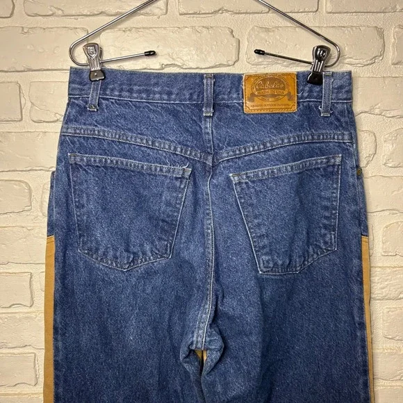 Vintage Cabella's Brush Guard Duck Jeans Brown Blue Pants Men's‎ Size 32x34 - Picture 5 of 8